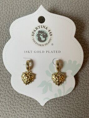 Spartina 449 18KT Gold Plated Pierced Heart Pillow Earrings